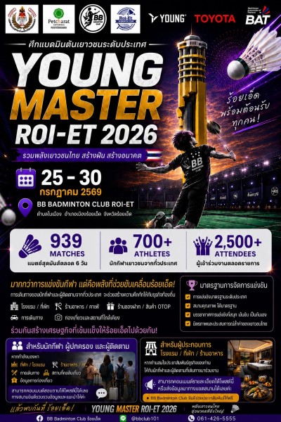 ร้อยเอ็ด จัดศึกดวลเดือดแบดมินตันเยาวชนระดับประเทศ